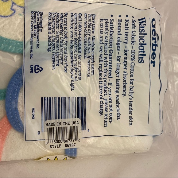 Vintage 1993 Gerber Terry Washcloths Duck Duckie 4-pack Old Wal-mart Price Tag - Picture 11 of 15